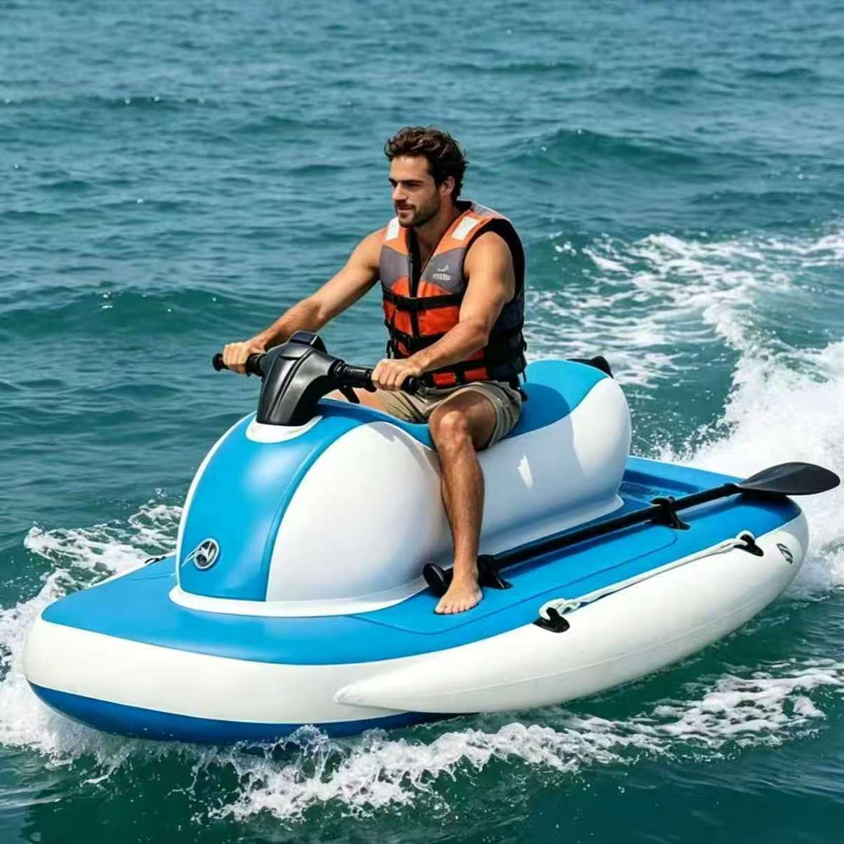 Inflatable electric water jet ski in use